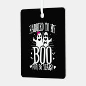 10月結婚36日おもしろい記念 メタルオーナメント (正面左)