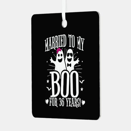 10月結婚36日おもしろい記念 メタルオーナメント (正面左)