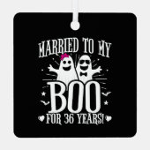 10月結婚36日おもしろい記念 メタルオーナメント (裏面)