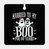 10月結婚60日おもしろい記念 メタルオーナメント (正面)