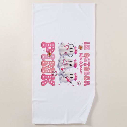 10月衣服ピンクブーナースハロウィーンコスチュームウォム ビーチタオル (正面)