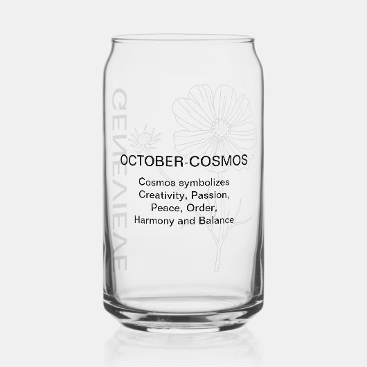 10月誕生フラワーコスモス名前をカスタムする ガラス缶 (裏面)