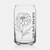 10月誕生フラワーマリゴールド名前をカスタムする ガラス缶 (正面)