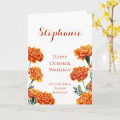 10月誕生フラワーマリゴールド誕生日カード カード (黄色い花)