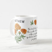 10月誕生フラワーマリゴールド追加の名前 コーヒーマグカップ (正面左)