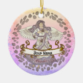10月誕生日エンジェルバースデーカスタムオーナメント セラミックオーナメント (正面)