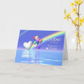 10月誕生日オパールハート カード (黄色い花)