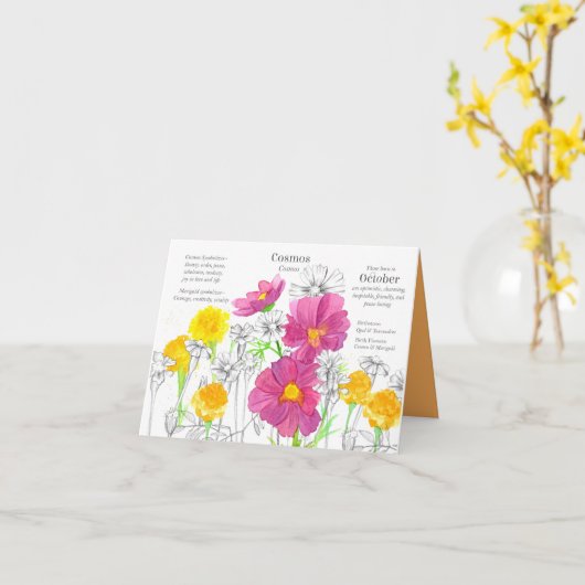 10月誕生日コスモスマリゴルド誕生月 カード (黄色い花)