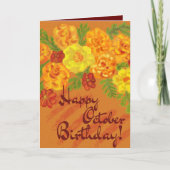 10月誕生日フローラカードMarigolds/コスモス サンキューカード (正面)