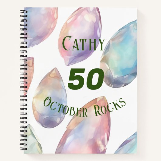 10月誕生日又は記念日名前をカスタムする ノートブック (正面)