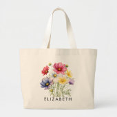 10月誕生月カスタマイズ花贈り物 ラージトートバッグ (正面)