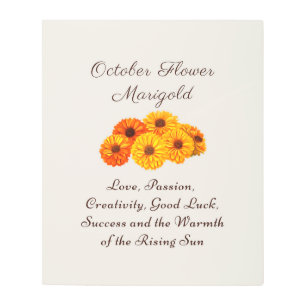10月誕生月フラワーマリゴールドエレガント メタルプリント