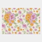 10月誕生月フラワーマリゴールドコスモス ラッピングペーパーシート (正面3)