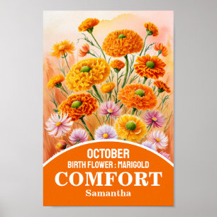 10月誕生月花クリスチャンウォールアート ポスター