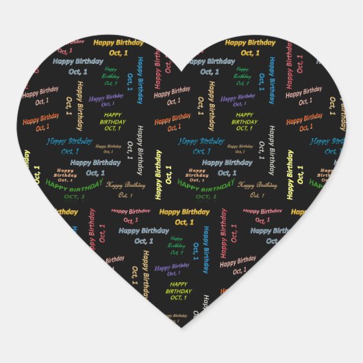 10月1日誕生日シール ハートシール (正面)