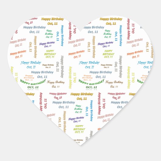 10月11日誕生日シール ハートシール (正面)