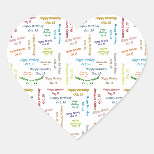 10月15日誕生日シール ハートシール (正面)