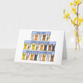 10月24誕生日の横断幕つき猫まんが カード (黄色い花)