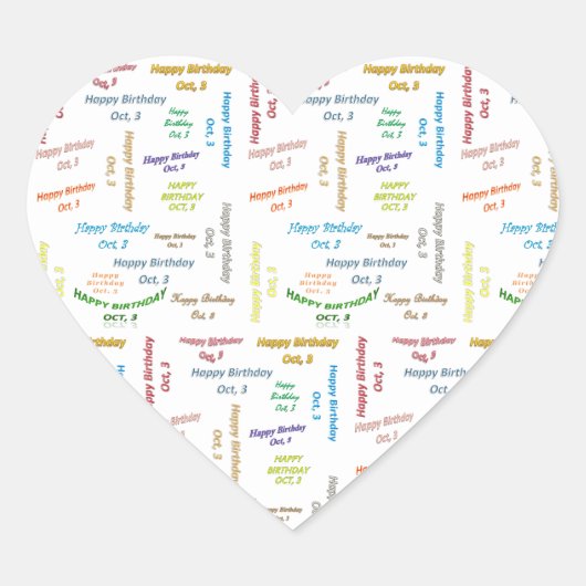 10月3日誕生日シール ハートシール (正面)