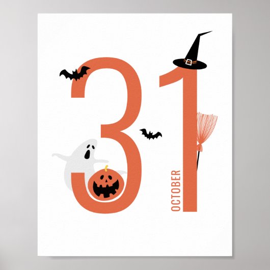 10月31日ハロウィーン | 不気味ウィッチハット、幽霊 ポスター (正面)