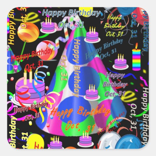 10月31日子供の誕生日シール スクエアシール (正面)