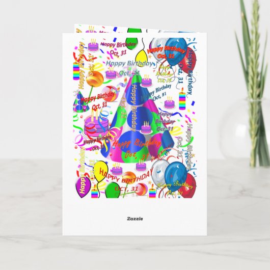 10月31日誕生日グリーティングカード折り畳み カード (裏面)