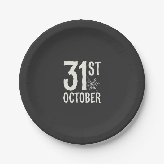 10月31日 ハロウィン クモの巣 デザイン ペーパープレート (正面)