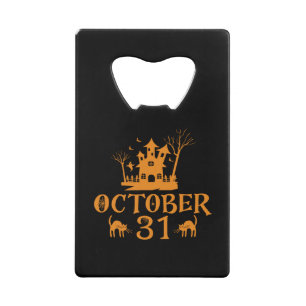 10月31日 – ハロウィーン–10月 – 怖い – 不気味–31-おもしろい クレジットカード栓抜き