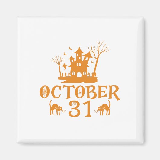 10月31日 – ハロウィーン–10月 – 怖い – 不気味–31-おもしろい マグネット (正面)