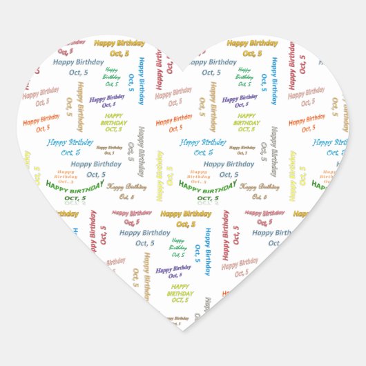 10月5日誕生日シール ハートシール (正面)