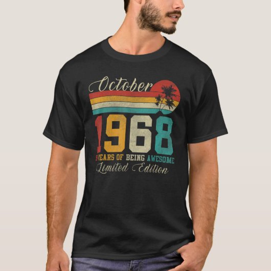 10月54日旧ヴィンテージ1968 54誕生日 Tシャツ (正面)