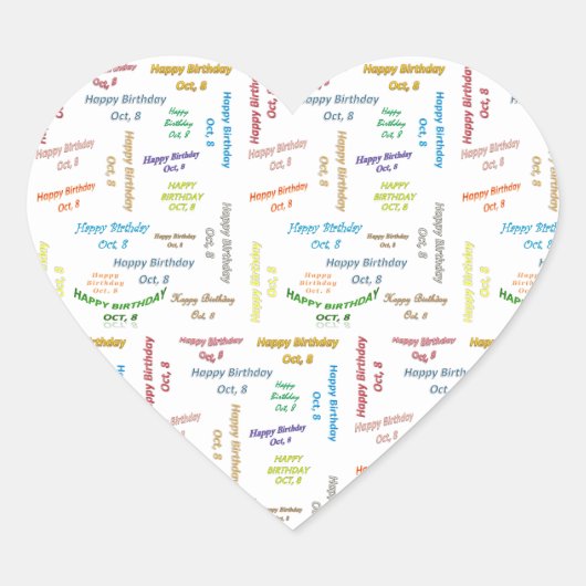 10月8日誕生日シール ハートシール (正面)