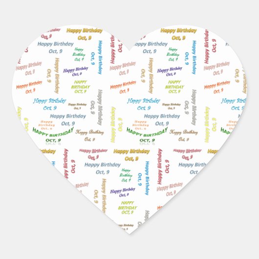 10月9日誕生日シール ハートシール (正面)