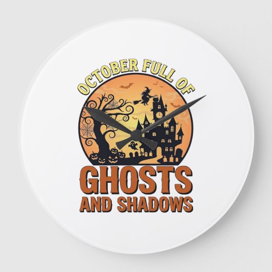 10月 フル ゴースト シャドウズ ハロウィン 仮装 パーティ ラージ壁時計 (正面)