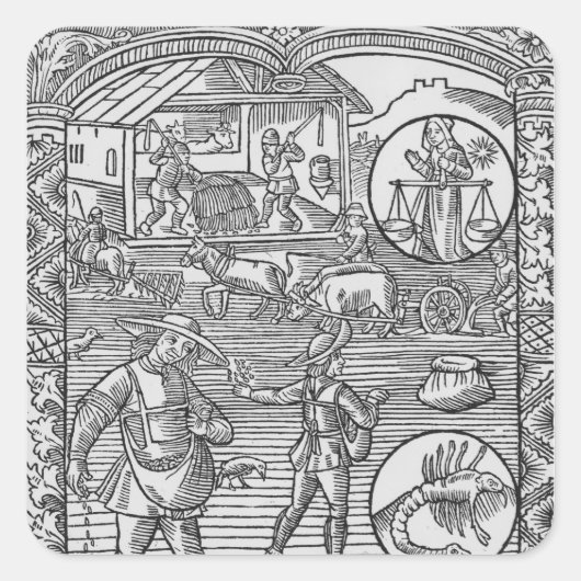 10月、播種、耕種、脱穀 スクエアシール (正面)