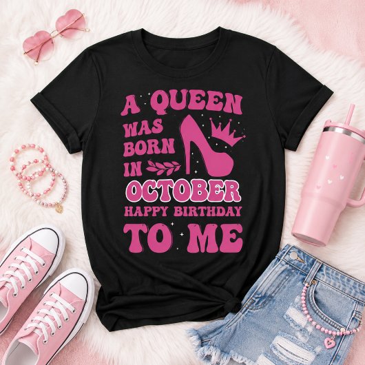 10月 誕生日のお姫様 ピンクのプリンセス クイーン ギフト Tシャツ
