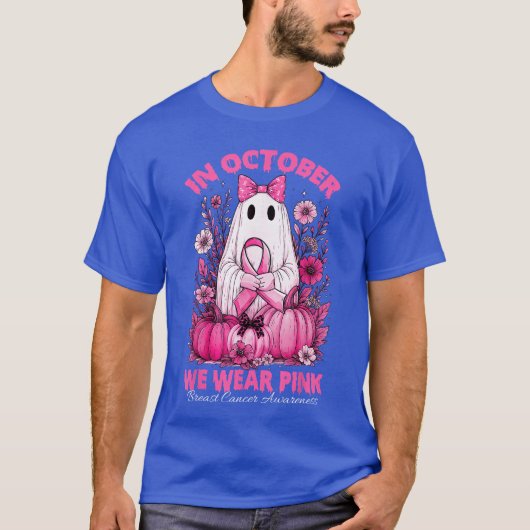 10月We衣服ピンクシャツ幽霊乳がん Tシャツ (正面)