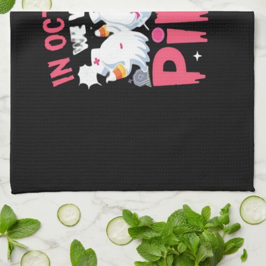 10月We衣服ピンクナース乳がん認識度 キッチンタオル (折り畳み)