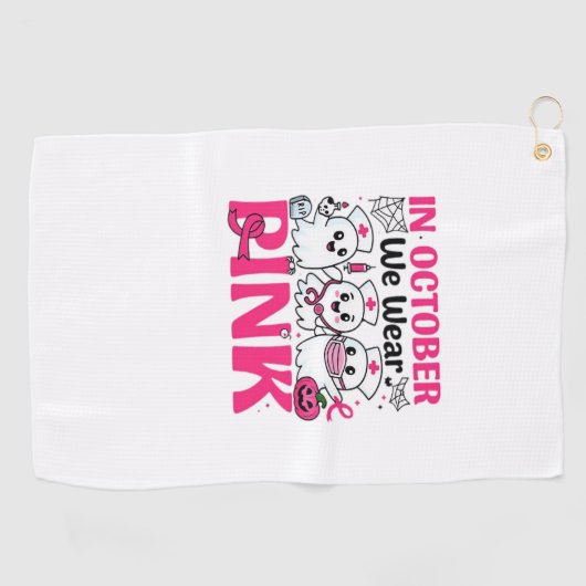 10月We衣服ピンクナース乳がん認識度 ゴルフタオル (横)