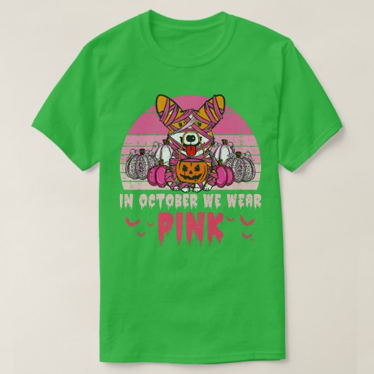 10月We衣服ピンクブレストガンコルギパンプキンH Tシャツ (デザイン正面)
