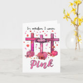 10月We衣服ピンクリスチャン乳がん認識 カード (黄色い花)