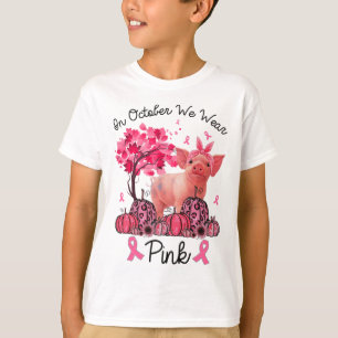10月We衣服ピンクリボンピッグブレストがん戦争 Tシャツ