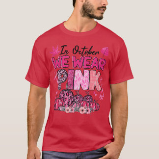 10月We衣服ピンクリボンレオパンプキンブレ Tシャツ