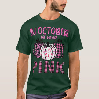 10月We衣服ピンクリボンレオパンプキンブレ Tシャツ