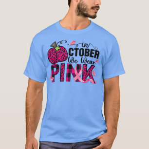 10月We衣服ピンクリボンレオパンプキンブレ Tシャツ