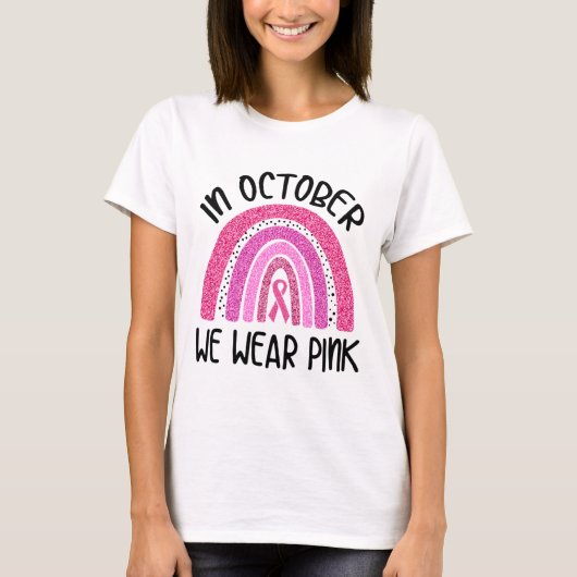 10月We衣服ピンクリボン乳がん待ち Tシャツ (正面)