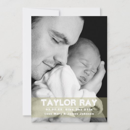 10本の指と指、かわいいベビーアナウンス 案内状 (正面)