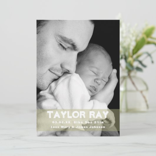 10本の指と指、かわいいベビーアナウンス 案内状 (スタンド正面)