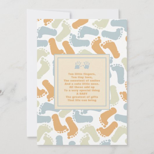 10本の指と指、かわいいベビーアナウンス 案内状 (裏面)