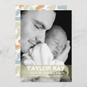 10本の指と指、かわいいベビーアナウンス 案内状 (正面/裏面)